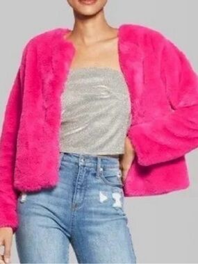 wild fable Hot Pink Faux Fur Teddy Jacket